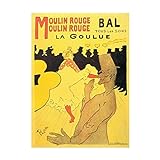 Toulouse Lautrec berühmtes Gemälde 'Moulin Rouge: La Goulue' Reproduktionsdruck auf Leinwand. Leinwand Wandkunst Bild für Wohnzimmer 60x84cm (24x34in) Rahmenlos