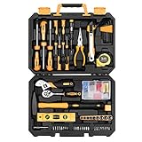 DEKO 138-teiliger WerkzeugSet,Universal DIY Handwerkzeuge Haushalts-Werkzeugkoffer mit Aufbewahrungskoffer aus Kunststoff für Damen oder Herren