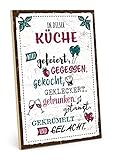 TypeStoff Holzschild mit Spruch – Küche – im Vintage-Look mit Zitat als Geschenk und Dekoration zum Thema Familie, Freunde und Freude - HS-00932