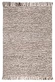 Luxor Living Webteppich Morton aus Wolle Fleckerl Teppich mit Fransen beige-braun, 170 x 240