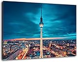 Fernsehturm in Berlin Format:80x60 cm Bild auf Leinwand bespannt, riesige XXL Bilder komplett und fertig gerahmt mit Keilrahmen, Kunstdruck auf Wand Bild mit Rahmen, günstiger als Gemälde oder Bild, kein Poster oder Plak