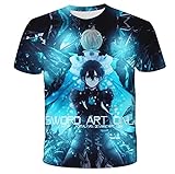 Sword Art Online T-Shirt Rundhals Kurzarm Lose Casual T-Shirt 3D Gedruckt Anime Cosplay Tee Tops Atmungsaktiv Bequem Sommer Top Unisex Gr. S, Typ C