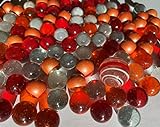 100 Stück + 1 Mundgeblasene Glasmurmeln Murmeln Orange Rot Klar16mm Glas-Steine Murmel Vasen-Füllungen Murmeln Glitzersteine Dekoschalen Murmelspiel Glas