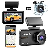 Janwold 4K Dashcam Auto Vorne Hinten, Dual Dashcam mit 5GHz WiFi GPS, Vorne 4K Hinten 1080P Dual Dashcam mit 64GB SD-Karte, 3' Bildschirm, Infrarot Nachtsicht, Parkmonitor, Schleifenaufzeichnung