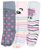 TupTam Mädchen Knielange Socken Gemustert 3er Pack, Farbe: 3er Pack Panda Rosa Katze Grau Zebra Pink, Socken Größe: 31-34