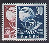 Goldhahn Französische Zone Baden Nr. 56-57 'Weltpostverein postfrisch ** Briefmarken für Sammler