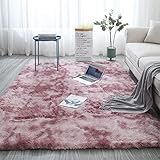 Aujelly Soft Area Rug Schlafzimmer Shaggy Teppich Zottige Teppiche Flauschige Bunte Batik-Teppiche Carpet Neu Rosa 120 x 200 cm