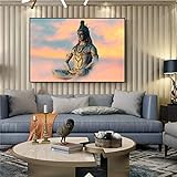 KADING Lord Shiva Wandkunst Leinwand Gemälde Hindu Götter Home Dekorative Leinwand Kunstdrucke Hinduismus Kunstbilder für Wohnzimmer 60x92cm (24x36in) Innenrahmen