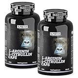 Arginin Citrullin Kapseln - 720 Caps hochdosiert + vegan - 3000mg L-Citrullin Malat + L-Arginin Base - Premiumqualität ohne Magnesiumstearat + Zusätze