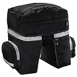 Hama Fahrradtasche für Gepäckträger (3-teiliges Radtaschen Set, abnehmbarer Rucksack, Gepäckträgertasche mit zwei Seitentaschen und Regenhaube) schwarz