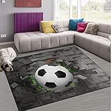 Naanle Rutschfester Fußball-Teppich für Wohnzimmer, Esszimmer, Schlafzimmer, Küche, 100 x 150 cm, Sport-Teppich, Yogamatte