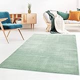 Taracarpet Kurzflor-Designer Uni Teppich extra weich fürs Wohnzimmer, Schlafzimmer, Esszimmer oder Kinderzimmer Gala Mint grün 160x230 cm
