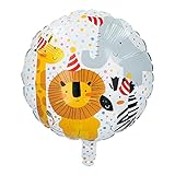 Folienballon * WILDE ZOO TIERE * als Deko für Geburtstag und Party | Größe: 45cm | für Luft und Helium | Safari Zootiere Ballon Dekoration