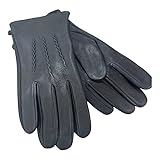 IMPERIAL STUDIOS 3-Zeiger-Herren-Winterhandschuhe aus echtem Leder, wasserdicht, zum Fahren, Radfahren, Outdoor-Arbeitskleidung, Reisen, Reiten, Motorrad, Schnee/kaltes Wetter, mit Fleece gefüttert,