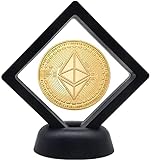 Maios - Ethereum Münze Vergoldete in Acrylschutz und Schwimmrahmen - Ethereum Münze Gold mit Aussteller - Ethereum Münze groß 4cm - Ethereum Coin pro Holder - Münze Ethereum