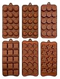 Backform Pralinenformen Set aus Silikon zum Backen, Bonbons Kleine flexible Form für Muffin harte oder gummiartige Süßigkeiten - Werkzeuge zur Bonbon Braun, 6tlg. 21,5 x 11 cm(SBGK1001-1)