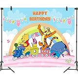 Winnie the Pooh Kulissen-Tomicy Happy Birthday Cartoon Fotografie Hintergrund Baby Shower Hintergrund Personalisierte Geburtstagsfeier Hintergrund Winnie the Pooh Hintergrunddekoration 150 x 100 cm