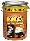 Bondex Holzlasur für Außen Kiefer 4,8 L für 62 m² | Hoher Wetter- und UV-Schutz | Natürliches Abwittern - kein Abplatzen | seidenmatt | Holzschutzlasur | Holzlasur