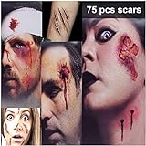HANPURE Halloween Schminke Narben Tattoo Set - Zombie Make Up Zubehör Accessoires, Horror Wunden Aufkleber Kostüm, Halloween Vampir Tattoo Gesicht für Kinder Erwachsener Damen