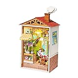 Sharplace 3D Handgefertigtes Holz Puppenhaus Miniatur Stadt Street View Puppenhäuser w / Möbel Lichter Pflanzen Ornamente Kit Pädagogisches Spielzeug für Kinder - süßer Marmeladenladen