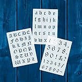 3er Schablonen Set 00302 - alte Schrift Buchstaben groß, klein und Z