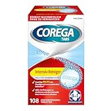 Corega Reinigungs-TABS Intensiv Reiniger Rundumschutz für herausnehmbaren Zahnersatz/dritte Zähne, 1x108 Gebissreinigungstab