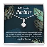 Express Your Love Gifts für My Partner Most Wonderful Partner Eternity Ribbon Stein Halskette 14K Weiß Gold Keepsake Card Partner Geschenk