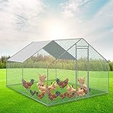 Jopassy Hühnerstall, 3*2*2m Metall Freilaufgehege Freigehege, Hühnerkäfig Kleintierstall Voliere mit Dachplane, Heimtiergehege für Hühner Geflügel Kleintiere