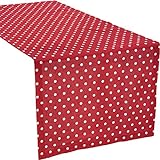 REDBEST Tischläufer, Tischdecke Punkte Orlando, 100% Baumwolle rot Größe 50x150 cm - Robustes, glattes Gewebe, mit Kuvertsaum (weitere Farben, Größen)