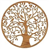 Lebensbaum Holz Ø 49 cm - in 8 Holz-Optiken-Wandbild - Buche-Eiche-Ebenholz-Bambus- Baum des Lebens - ideale Geschenkidee - Hergestellt in Österreich