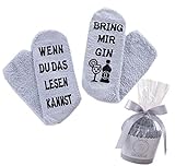 Lucadeau Gin Socken, Geschenke für Frauen - WENN DU DAS LESEN KANNST, BRING MIR GIN, Geburtstagsgeschenke für Freundin Schwester Mama Muttertag (Grau)