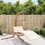 heybb Hängeliege mit Auflage Stoff und Massivholz Pappel Outdoor Sonnenliege Holz schaukelliege Schwebelieg