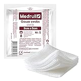 Medrull Mulltupfer - Steril - Nicht klebende Wundauflagen - Extra saugfähig - Einzeln Verpackt - 5 x 5 cm - 100er Pack (20 x 5 Stück)