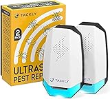 TACKLY 2 x Ultraschall-Schädlingsvertreiber, gegen Ultraschall, gegen Mücken, Kakerlaken, Ratten, Spinnen-Ameisen, elektrisch, Anti-Mücken, Stecker, Innen- und Außenbereich