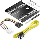 deleyCON Einbaurahmen für 2,5' Festplatten SSD's auf 3,5' Adapter Wechselrahmen Mounting Frame Halterung Schienen inkl. Schrauben Stromadapter SATA Kabel & Schraubendreher - Schw