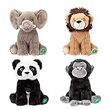 Your Planet Plüsch-Teddybär, Elefant, Löwe, Panda, Gorilla, Wildtiere, aus 100 % recyceltem Kunststoff, niedlicher Kawaii-Plüsch, Löwe, 22,9 cm