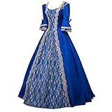 YEBIRAL Damen 1/2 Ärmel Renaissance Mittelalter Kleid Party Viktorianischen Königin Kleider Gothic Jahrgang Prinzessin Spitzenkleid Bodenlänge Maxikleid