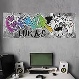tjapalo®vr210 xtra-Robustes Gamer Poster mit Namen Wandbild Gaming Zimmer cooles gamer Poster gaming Gamer Bild für die Wand Poster für Teenager, Größe: B120xH42cm