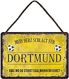 Blechschild Fußballschild Deko Metallschild mit Spruch Sport Schild Fussball Fanartikel für Dortmund Fan Liebhaber Begeisterte Weihnachten Geschenkidee