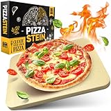 Loco Bird Pizzastein für Backofen, Gasgrill & Holzkohlegrill - Inkl. Rezeptbuch - Pizzastein rechteckig 38 x 30 x 1,5 cm aus Cordierit für knusprigen Pizzaboden wie vom Italiener