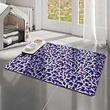 OMHHBX Waschbarer Flur Teppich 180x275cm rutschfest Pflegeleicht Anti-Müdigkeit Teppichläufer Küchenteppich Küchenfußmatten mit Rutschfester Unterseite für Flur & Korridor, Weiße und Violette Zweig