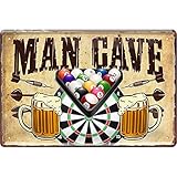 Lustiges Deko Blech-Schild Dart Dartspieler Pub Kneipe Bar Theke (20 x 30 cm, Man Cave - Dart, Billard & Bier 690)