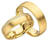Verlobungsringe Eheringe Trauringe Partnerringe 2 Ringe Gold Plattiert JC007 *mit Gravur und Stein*
