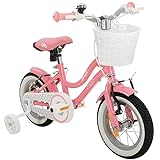 Actionbikes Kinderfahrrad Starlight - 12 Zoll - V-Brake Bremsen - Kinder Fahrrad für Mädchen - Von 2-5 Jahren - Kettenschutz - Stützräder - Luftbereifung - Kinderrad - Rosa (Starlight 12 Zoll)