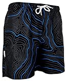 GUGGEN Mountain Badehose für Herren Schnelltrocknende Badeshorts Beachshorts Boardshorts Schwimmhose Männer Farbe Schwarz XL