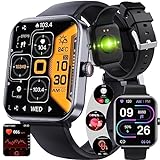 Smartwatch Für Männer Und Frauen, Bluetooth, Anrufannahme Für Android, IOS 120+, Sportmodi, Fitness-Tracker, 1,91 Zoll Quadratischer Bildschirm, Herzfrequenz-Schlafmonitor, IP67 Wasserdicht,Black