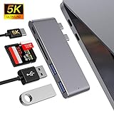 USB C Hub MacBook Adapter, Type C Hub Adapter Slim Aluminium Thunderbolt 3 Adapter Dock für MacBook Pro M1 2021/2020/2019-2016, MacBook Air M1 2020-2018, 2 USB 3.0 Anschlüsse, 1 TF & 1 SD-Kartenleser