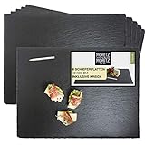 Moritz & Moritz 6 x Schieferplatten Servierplatte 30 x 40 cm mit Kreidestift - Schieferplatte als Buffet Platte zum Anrichten und Dekorieren