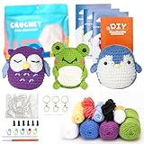 RANJIMA Häkelpaket für Anfänger, Häkelset Häkelpaket mit Garn DIY-Häkelpaket für Anfänger Häkelset Tiere Kreativ Strickset Bastelset für Erwachsene Kinder ab 8 Jahren als Geschenk Weihnachtstag