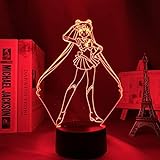 3D Illusion LED Nachtlicht Anime Sailor Moon 3D Lampe Tsukino Usagi Nachtlicht für Mädchen Kinder Dekor Led Nachtlicht Weihnachten Geburtstag Geschenk Manga Spielzeug Tischlampe 7 Farb-Touch